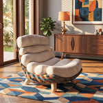 Load image into Gallery viewer, Modern Sculptural Lounge Chair with Plush Cushion and Solid Wood Legs

