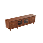 Load image into Gallery viewer, 78&#39;&#39; Neo-Chinese Style TV Cabinet Solid Wood Drawers Arch Glass Doors Elevated Storage Base
