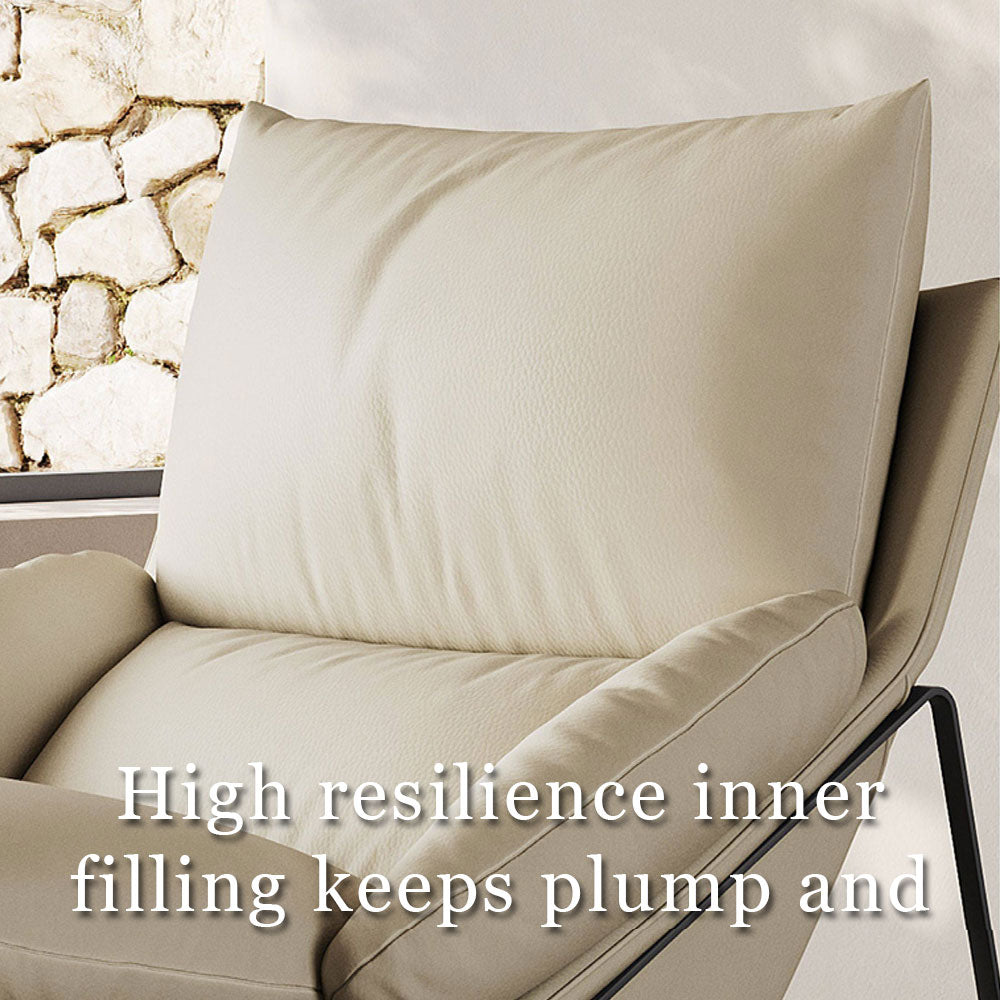 Modern Cream Lounge Chair with Pillow Cushion Metal Frame Accent Chair