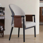 Load image into Gallery viewer, Modern Upholstered Dining Chair Set of 2 Curved Back Accent Chair with Faux Leather Armrests and Ash Wood Legs
