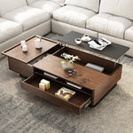 Load image into Gallery viewer, 54.6&quot; Lift Top Coffee Table with Storage Walnut Finish Adjustable Height

