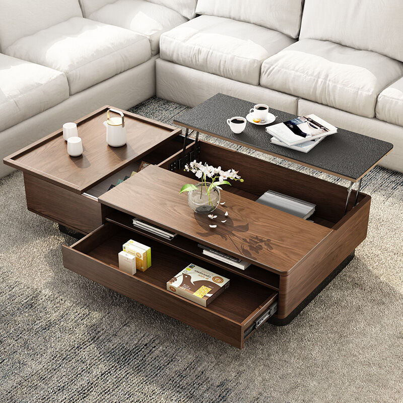 54.6" Lift Top Coffee Table with Storage Walnut Finish Adjustable Height