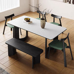 Load image into Gallery viewer, Rectangular Dining Table Solid Wood Legs Walnut Veneer Sintered Stone Top Modern Design
