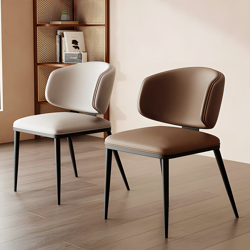 Set of 2 Modern Leather Accent Dining Chairs