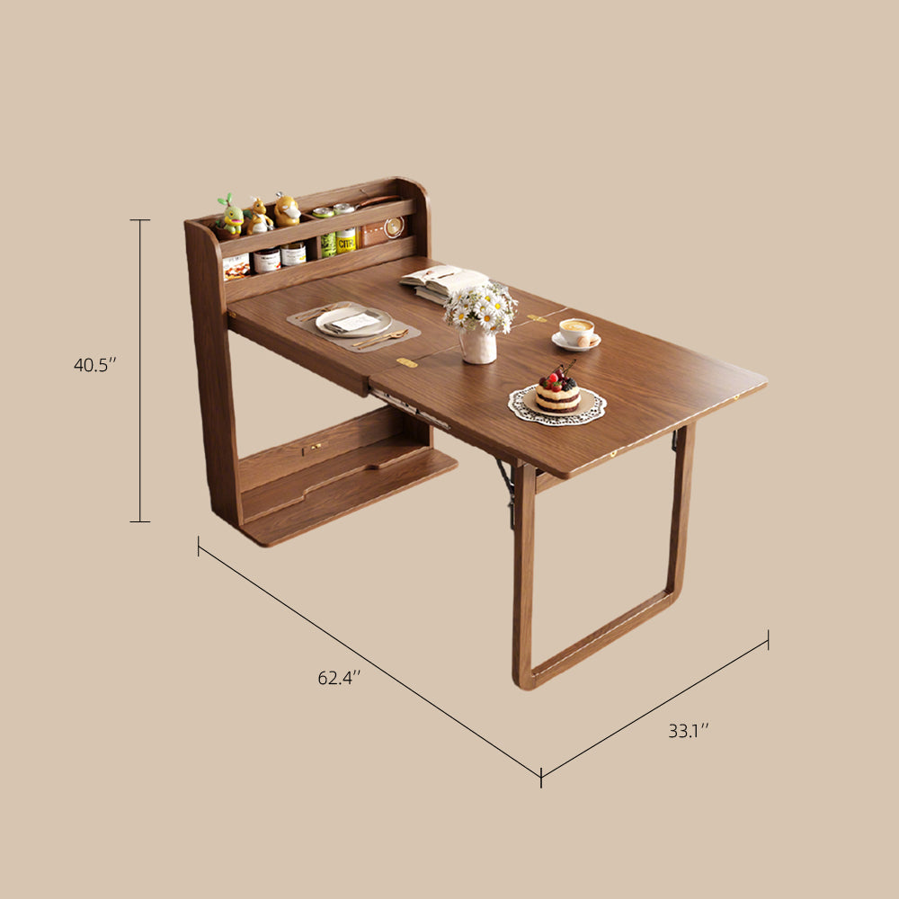 62'' Foldable Multifunctional Dining Table Integrated Storage Solid Wood Texture Multi-Scene Fit