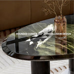Load image into Gallery viewer, Modern Oval Coffee Table with Tempered Glass Top Black Base Minimalist Living Room Center Table
