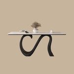 Load image into Gallery viewer, Creative S-shaped Walnut Base Round Dining Table with Marble Effect Surface

