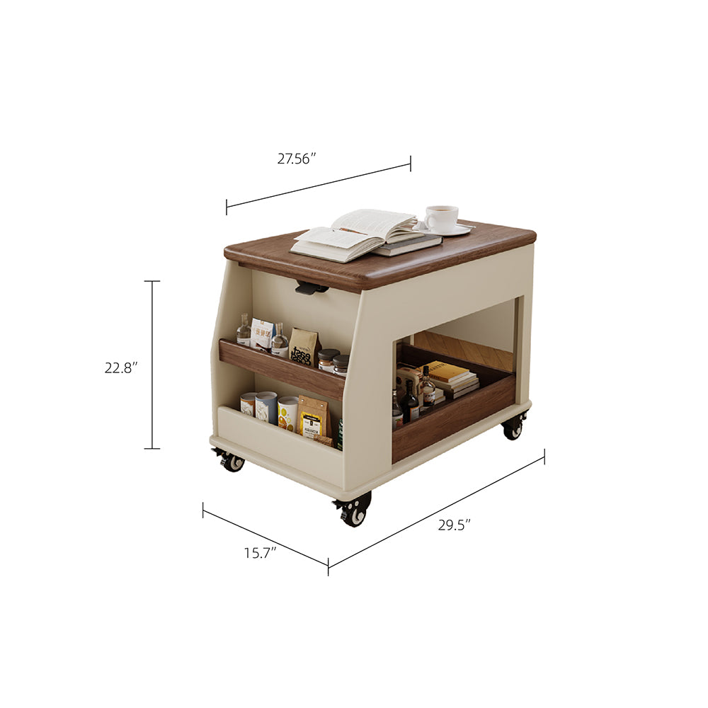 Lift Top Coffee Table with Hidden Storage Rolling Wheels Modern Multifunctional Desk Design for Living Room