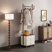 71.37'' Coat Rack with Storage Drawers Modern Multifunctional Organizer  Space-Saving Design Smooth Mobility