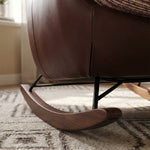 Load image into Gallery viewer, Rocking Lounge Chair with Textured Upholstery and Brown Wraparound Shell
