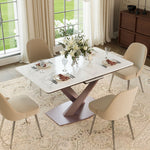 Load image into Gallery viewer, 59" to 70.8" Elegant Extendable Dining Table with Sculptural Cross-Base
