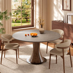 Load image into Gallery viewer, Modern Round Dining Table Scratch-Resistant Surface and Wooden Creative Base Perfect for 4-6 People
