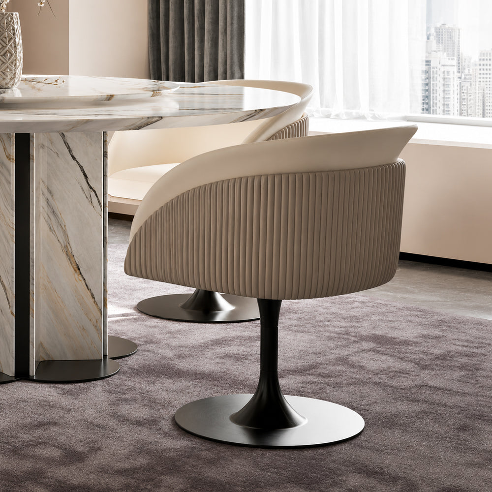 Modern Luxury Swivel Accent Chair Upholstered Vanity Chair with Gold Pedestal Base 1 Piece