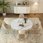 Load image into Gallery viewer, Luxury White &amp; Gold Dining Suite Convertible Expandable Dining Table Contemporary Sideboard
