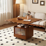 Load image into Gallery viewer, 44.8&quot; Foldable Lift Top Coffee Table with Wheels Drawer Sensor Light Walnut Finish
