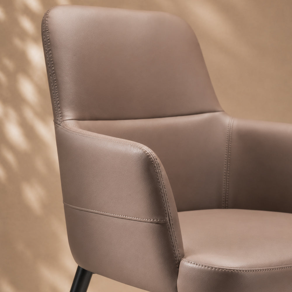 Ergonomic Padded Coffee Brown Microfiber Arm Dining Room Accent Chair 1 Piece