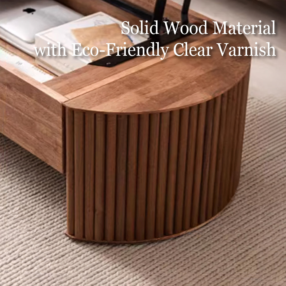 46.8'' Oval Lift Top Coffee Table Medium Size Wooden Finish Hidden Storage Elegant Design