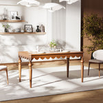 Load image into Gallery viewer, 54&#39;&#39;Vintage Carved Dining Table Solid Wood Build Elegant Silhouette Multi-Scene Use
