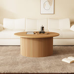 Load image into Gallery viewer, 35.68&#39;&#39; Natural Wood Round Coffee Table Vertical Textured Design Modern Minimalist Style
