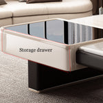 Load image into Gallery viewer, Modern Luxury Coffee Table with Marble Pattern Top and Black Accent Surface
