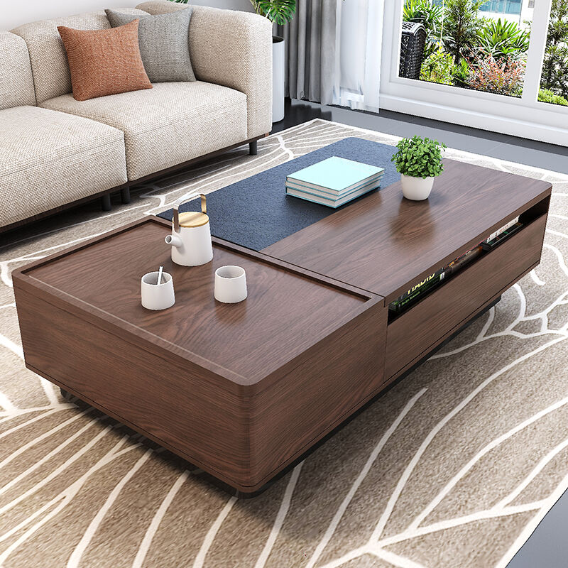 54.6" Lift Top Coffee Table with Storage Walnut Finish Adjustable Height