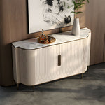 Load image into Gallery viewer, 54.6&quot; Elegant Cream White Sideboard Buffet Cabinet with Adjustable Shelves
