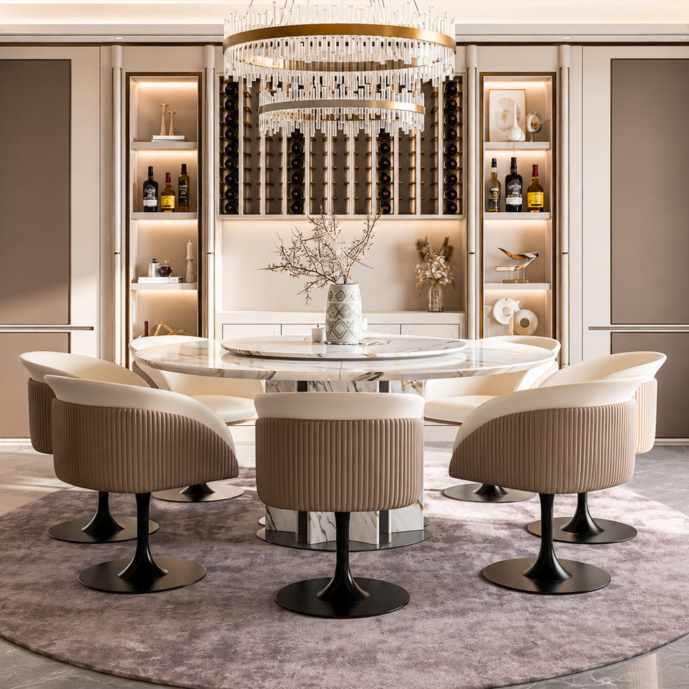 Modern Luxury Swivel Accent Chair Upholstered Vanity Chair with Gold Pedestal Base 1 Piece