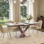Load image into Gallery viewer, 59" to 70.8" Elegant Extendable Dining Table with Sculptural Cross-Base

