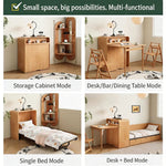 Load image into Gallery viewer, Modern Space Saving Foldable Dining Table with Hidden Pull Out Bed Wood Convertible Table Bed Combo Multifunction Furniture
