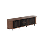 Load image into Gallery viewer, 78&quot; Retro TV Stand Curved Edge Design Arched Glass Doors Long Storage Cabinet Vintage Style Unit
