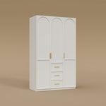 Load image into Gallery viewer, Modern Elegance 3-Door White Wardrobe with Drawers Multi-Section Storage with Drawers and Hanging Space
