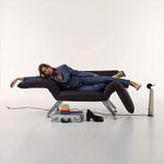 Load image into Gallery viewer, Modern Sculptural Leather Lounge Chair Adjustable Armrest Accent Chair with Metal Legs Contemporary Artistic Seating
