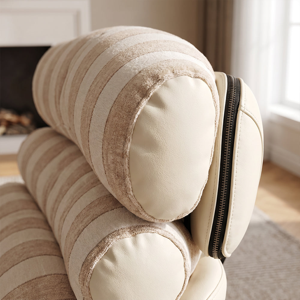 Modern Striped Rocking Lounge Chair with Plush Cushion and Solid Wood Rockers