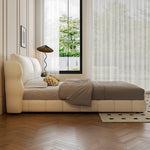 Load image into Gallery viewer, Queen Size Modern Bed with Ultra-Fiber Leather Steel-Wood Slatted Frame and Sleek Minimalist Design
