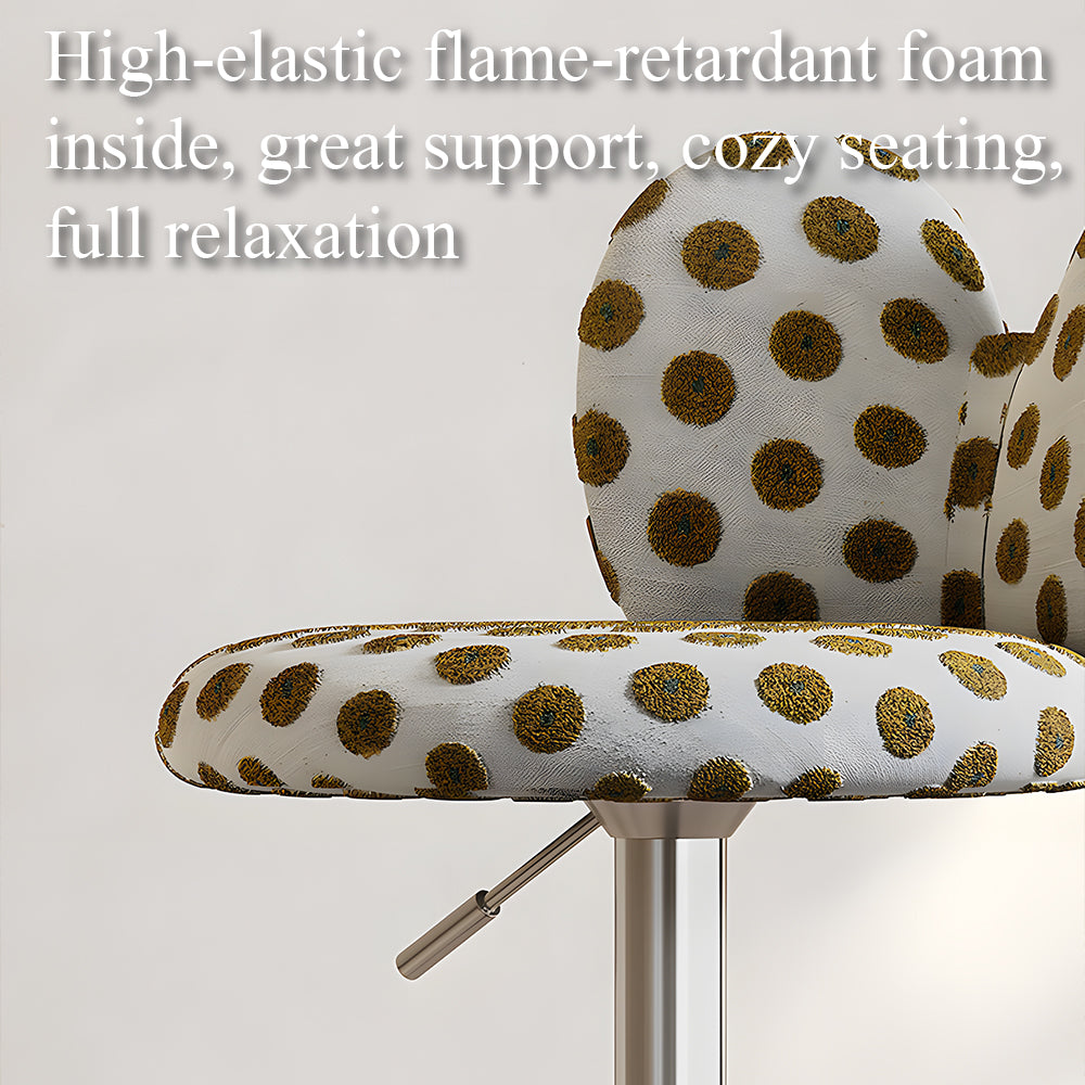 Modern Upholstered Adjustable Bar Stool with Petal Back 1 Piece