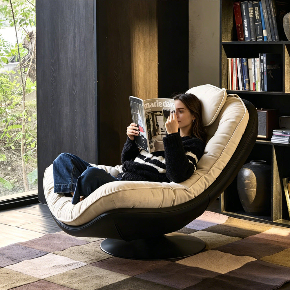 Modern Oversized Swivel Lounge Chair with Plush Cushion Deep Seat Accent Chair