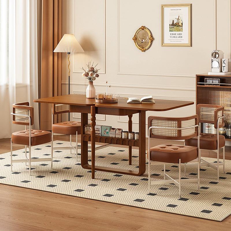 31.5″–63″ Extendable Dining Table Built-in Storage Rounded Tall Legs
