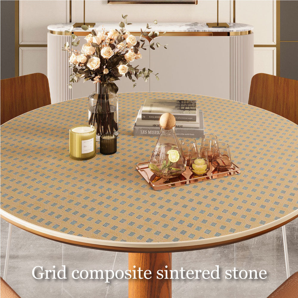 47.2'' Sintered Stone Dining Table Modern Luxury Heat Resistant Surface Metal Base Modern Minimalist Design