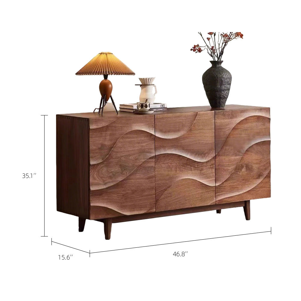 Modern Sideboard Solid Wood 3-Door Cabinet Adjustable Shelves