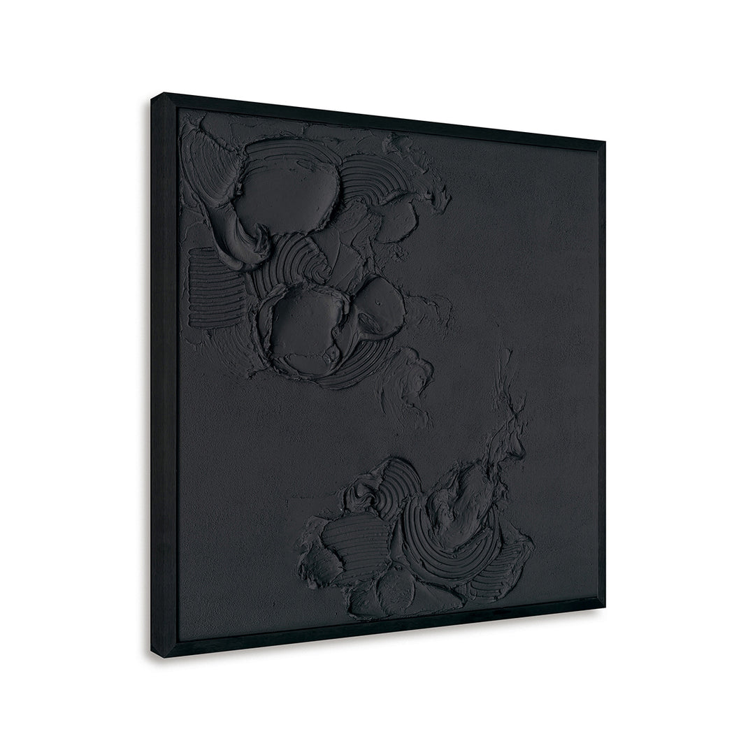 Handmade Modern Abstract Painting – Bold Black Textured Wall Art