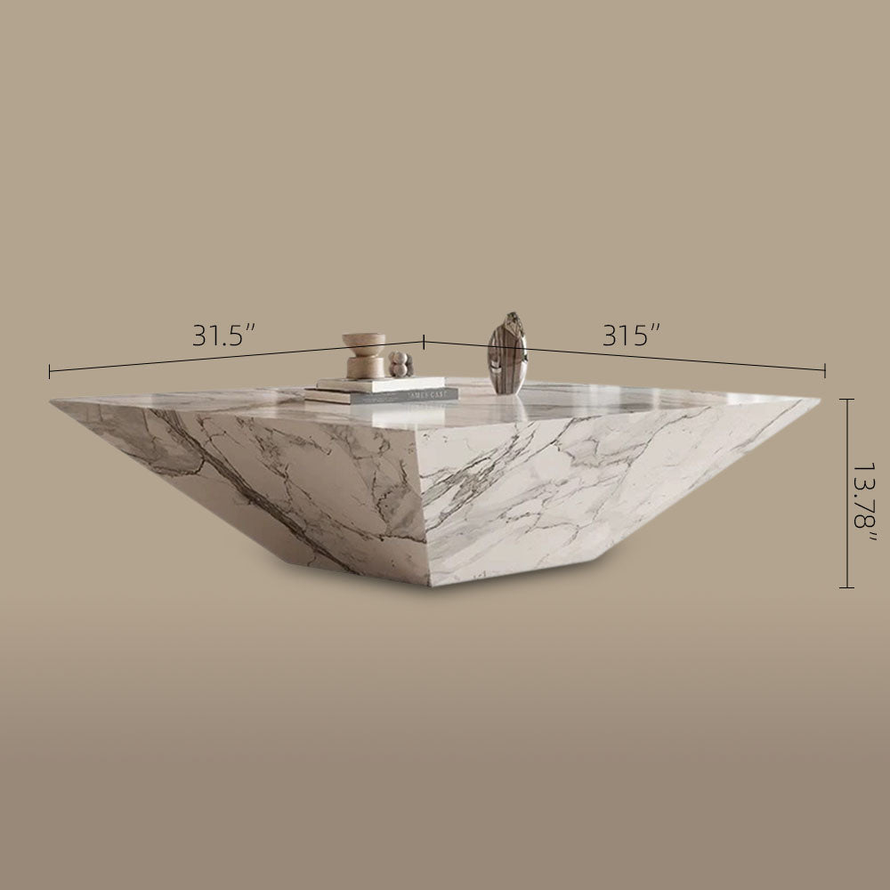 23''/31''Minimalist Square Coffee Table Modern Marble-Texture Centerpiece