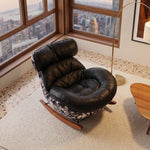 Load image into Gallery viewer, Rocking Lounge Chair with Black Cushions and Abstract Patterned Shell
