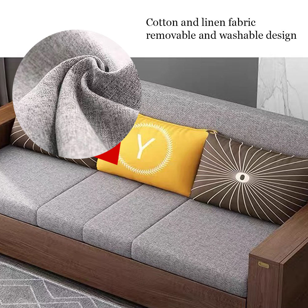 Solid Wood Convertible Sofa Bed with Storage & Dining Table Function Foldable Multi-Functional Sofa for Modern Living