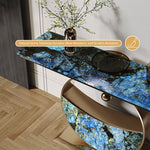 Load image into Gallery viewer, Luxurious Blue &amp; Gold Console Table with Elegant Circular Base
