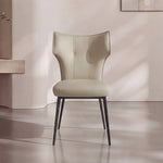Load image into Gallery viewer, Modern Faux Leather Dining Chair with Sculpted High Back Black Metal Legs 1 Piece
