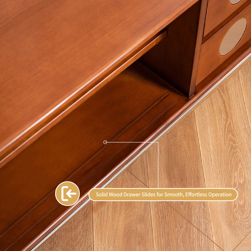 Walnut TV Stand Sliding Door TV Cabinet Spacious Storage Modern Style