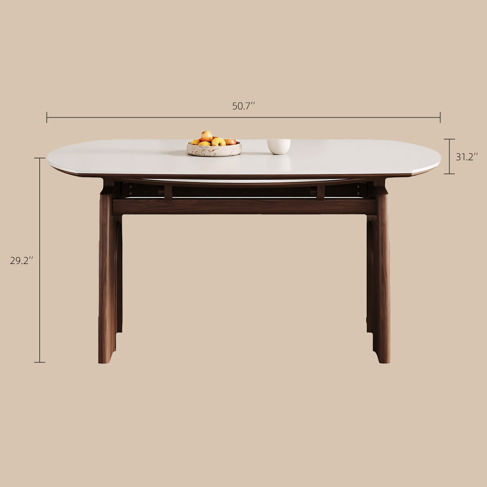 50.7" Versatile Extendable Dining Table Round to Oval Conversion