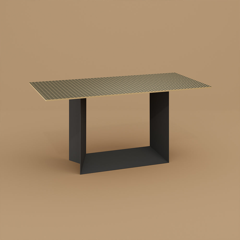 62.4''/70.2'' Manhattan Sintered Stone Dining Table  Geometric Base  Modern Luxury  Scratch-Resistant Surface
