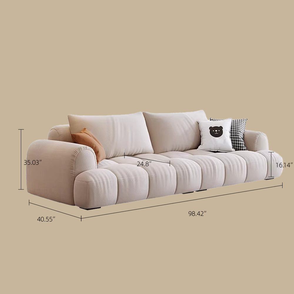Modern Channel-Tufted Snow Velvet Sofa with Latex Cushioning
