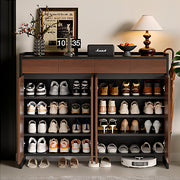 55.1'' Modern Walnut Shoe Cabinet with Drawers Hidden Shoe Storage Entryway Cabinet